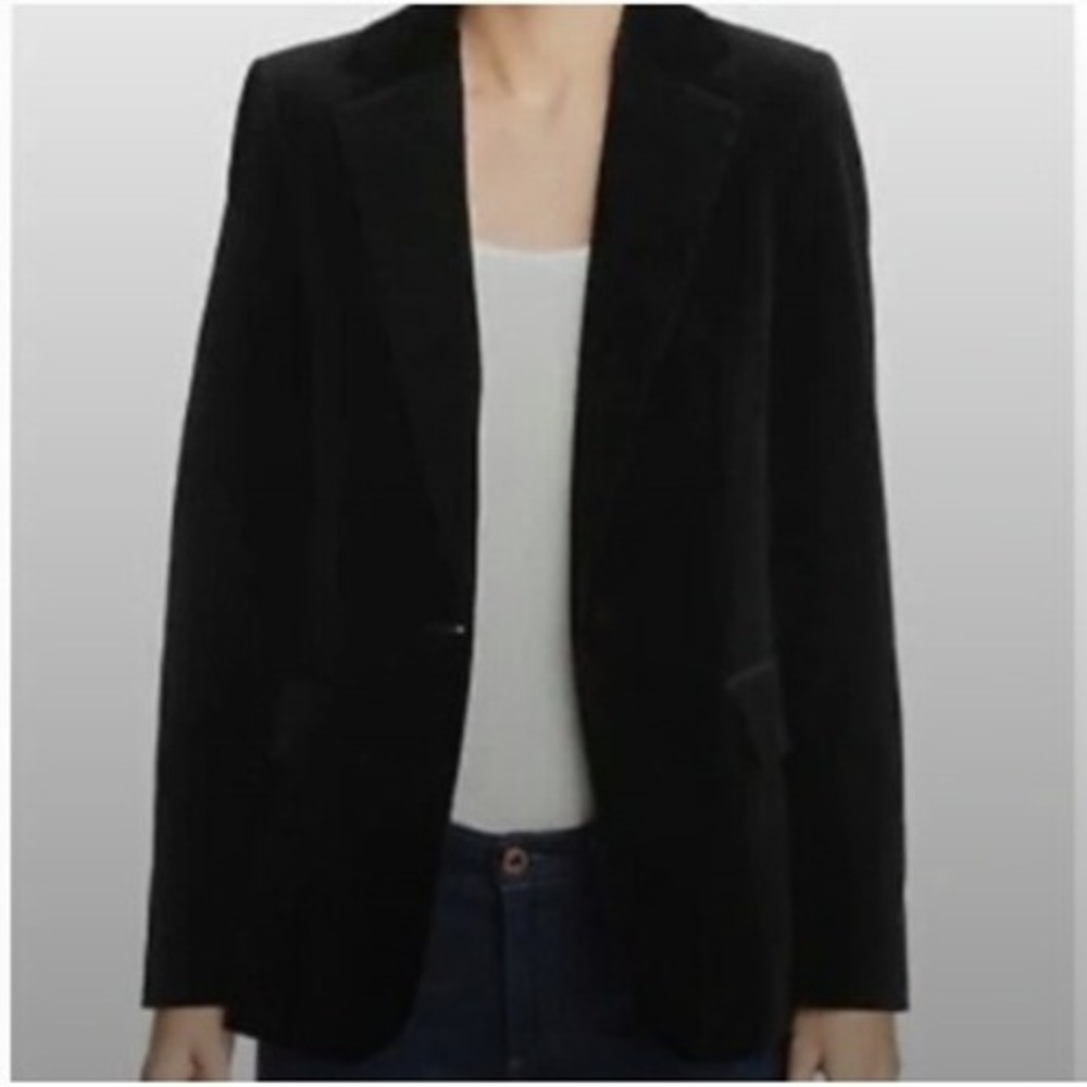 FRAME Black Velvet Blazer Classic Single Button Business Casual Jacket